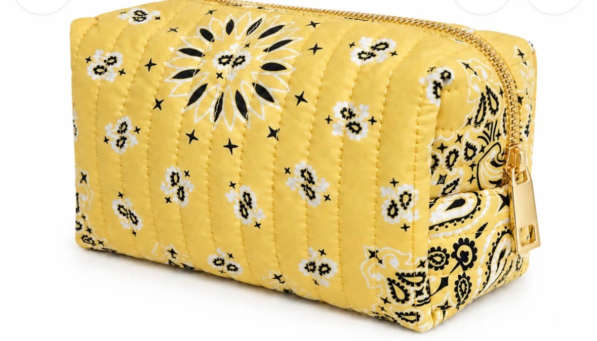 ELLISON+YOUNG BANDANA COSMETIC CASE, EVERYDAY TRAVEL POUCH (Yellow)