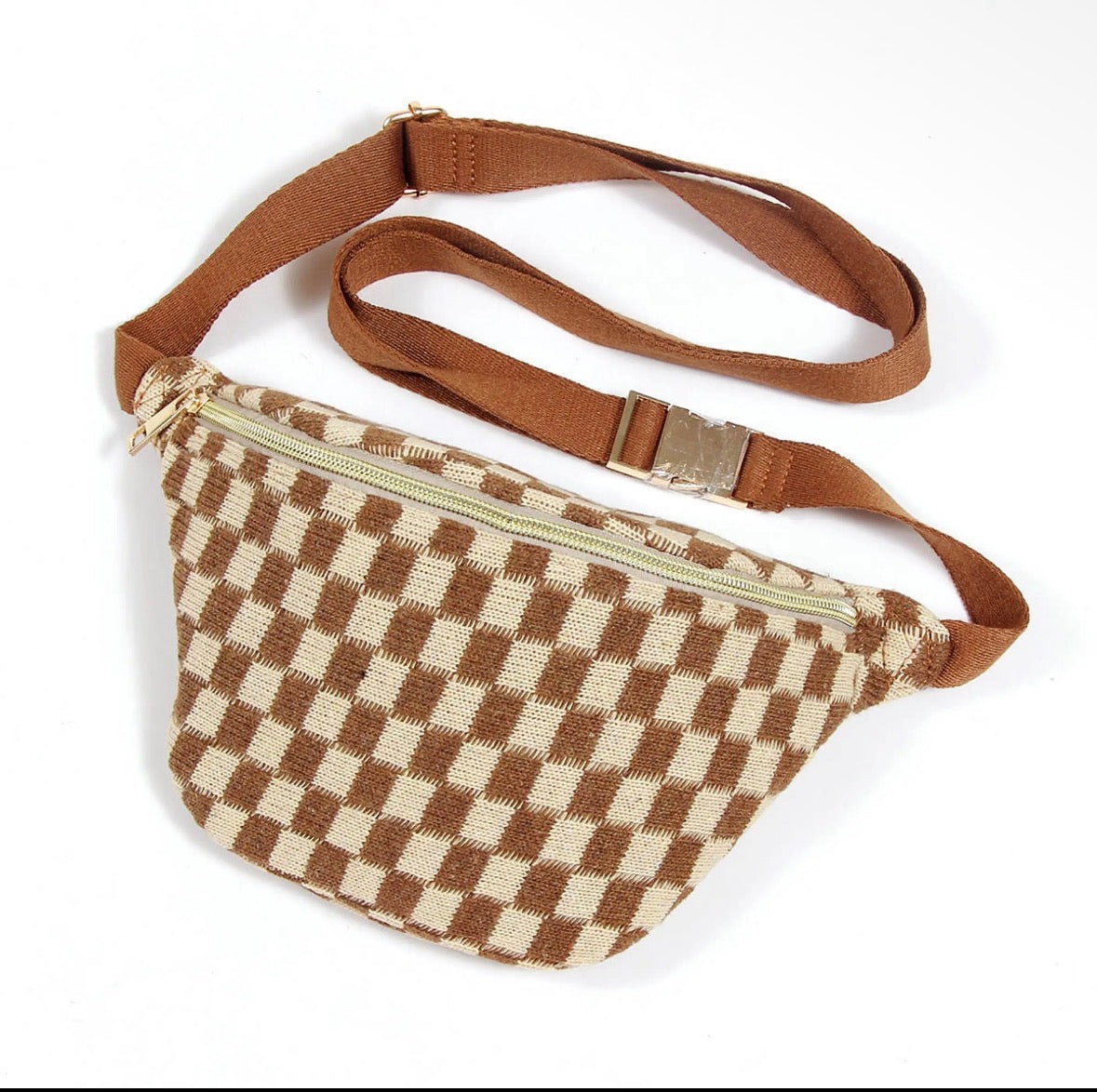 Check Yourself Belt Sling Bag (Brown)